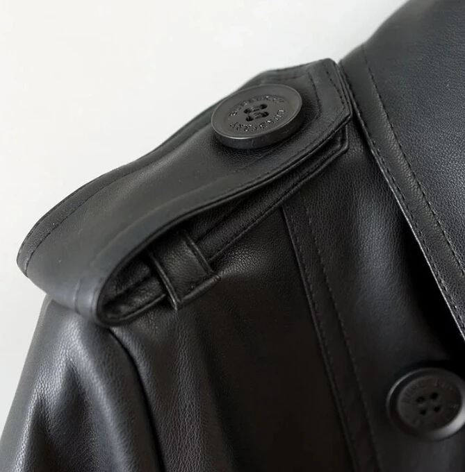 Cuir Veste Femme Boutonnage Faux Dames À Printemps Survêtement En Noir Vêtements Vintage Pu Nouveau Manteau Femmes Double Automne Slim 7vIqaE