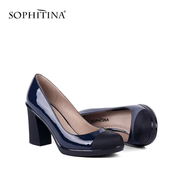 

SOPHITINA Comfortable Round Toe Pumps High Quality Genuine Leather Square Heel Shoes Special Hot Sale New Women's Pumps SC142