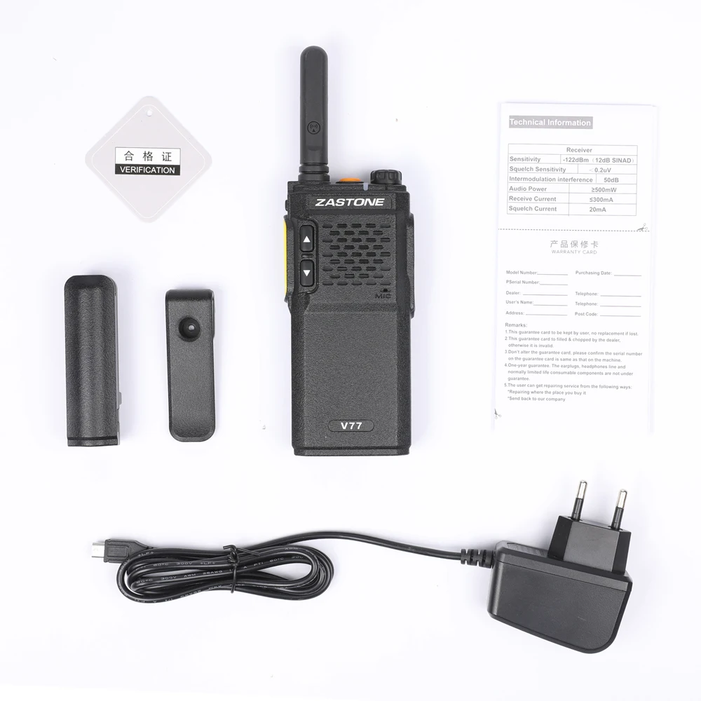 Zastone ZT-V77 Mini Portable Walkie Talkie UHF 400-470MHz 1500mAh Battery HF Transceiver Communicator Handheld Two-Way Ham Radio