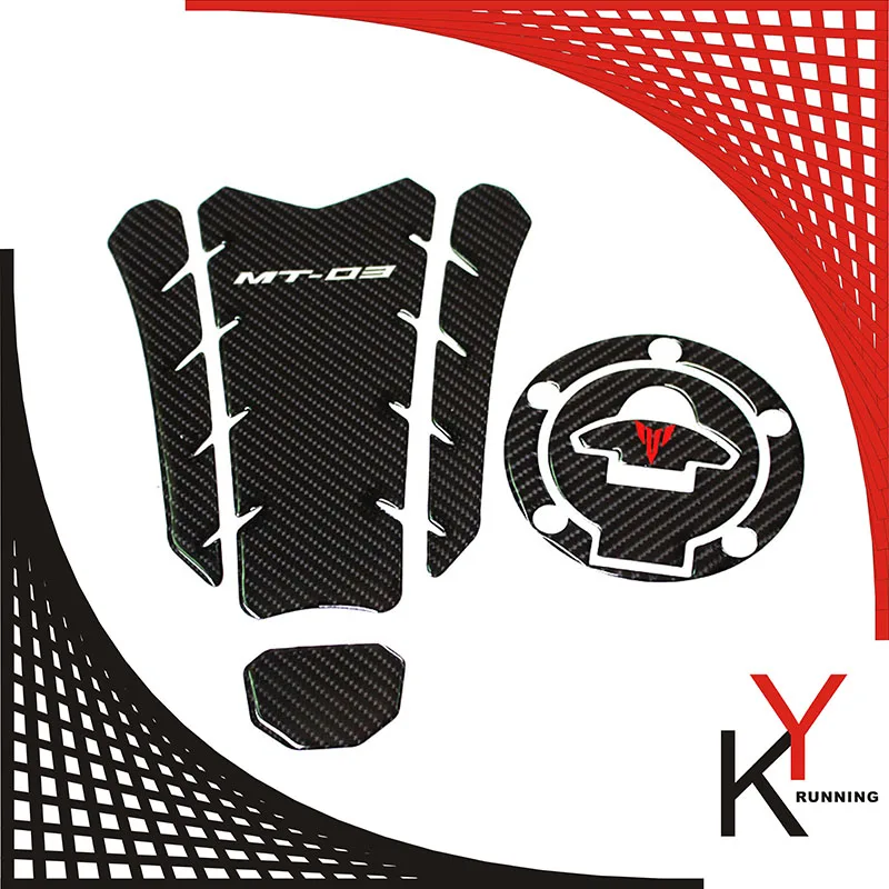 

For YAMAHA MT-03 MT03 Motorcycle Accessories Carbon 3D ADESIVI Sticker Decal Emblem Protection Tank Pad Cas Cap