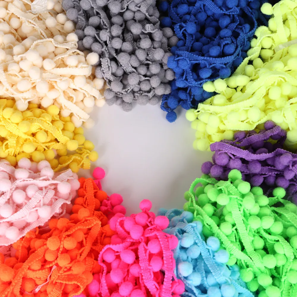 

5Yards/Lot Pompom Ball Lace 10MM Mini Pom Pom Trim Ball Fringe Ribbon Sewing Lace Kintted Fabric Handmade DIY Craft Accessories