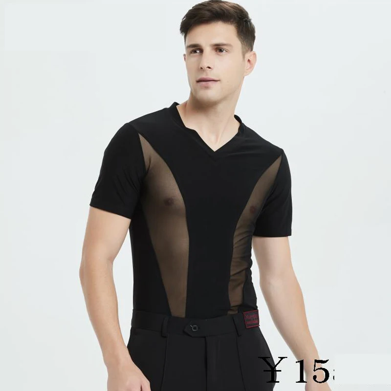 fashion-latin-performance-dance-v-neck-mesh-short-sleeve-tops-ballroom-cha-cha-practice-clothing-tango-dancing-clothes-dwy1870