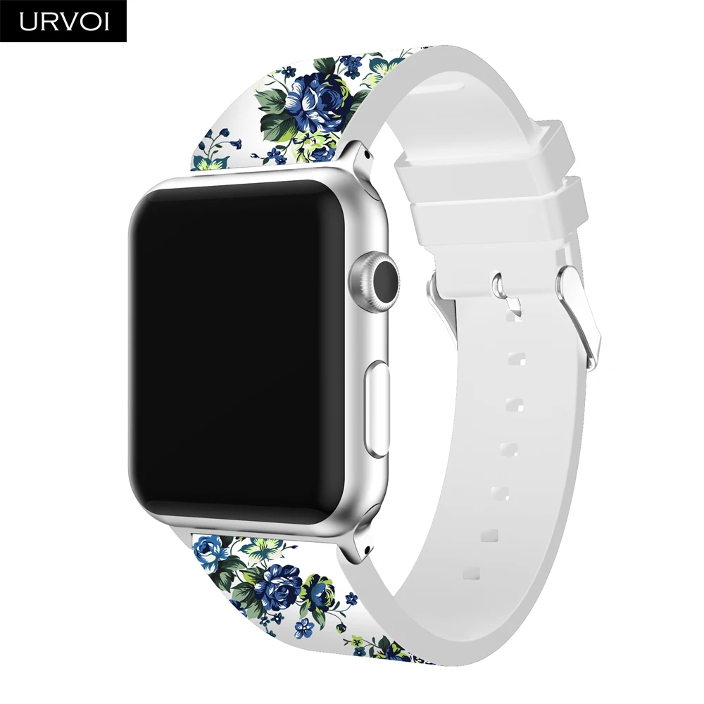 URVOI силиконовый ремешок для apple watch series 5 4 3 2 1 спортивный ремешок для iwatch с пряжкой модные декоративные цветы удобные ощущения