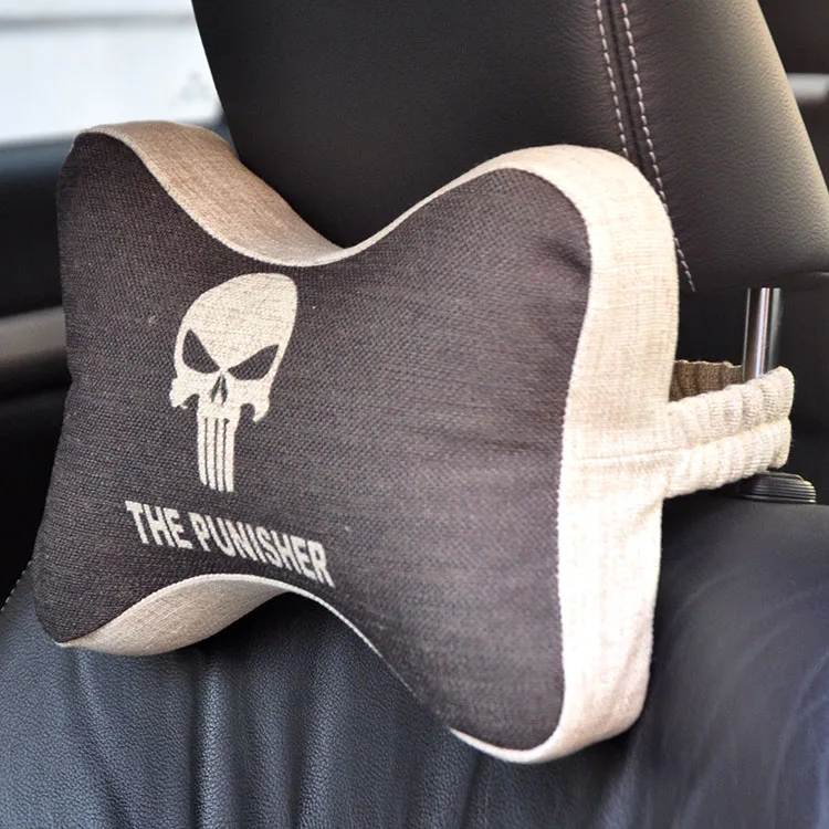 Американский капитан подголовник для автомобиля подушка для шеи мультяшная Автомобильная подушка для поддержки спины льняная ткань чехол для сиденья из пены памяти - Цвет: SHTZ002 Punisher