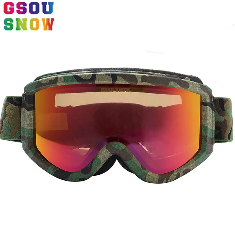 Gsou снежные многоцветные мужские женские лыжные очки зимние уличные Профессиональный сноуборд очки Защита унисекс спортивные снежные очки