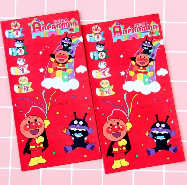 5 шт. Kawaii Comic Anpanman китайский красный раппер новый год что-то для китайского весеннего фестиваля подарок красные конверты