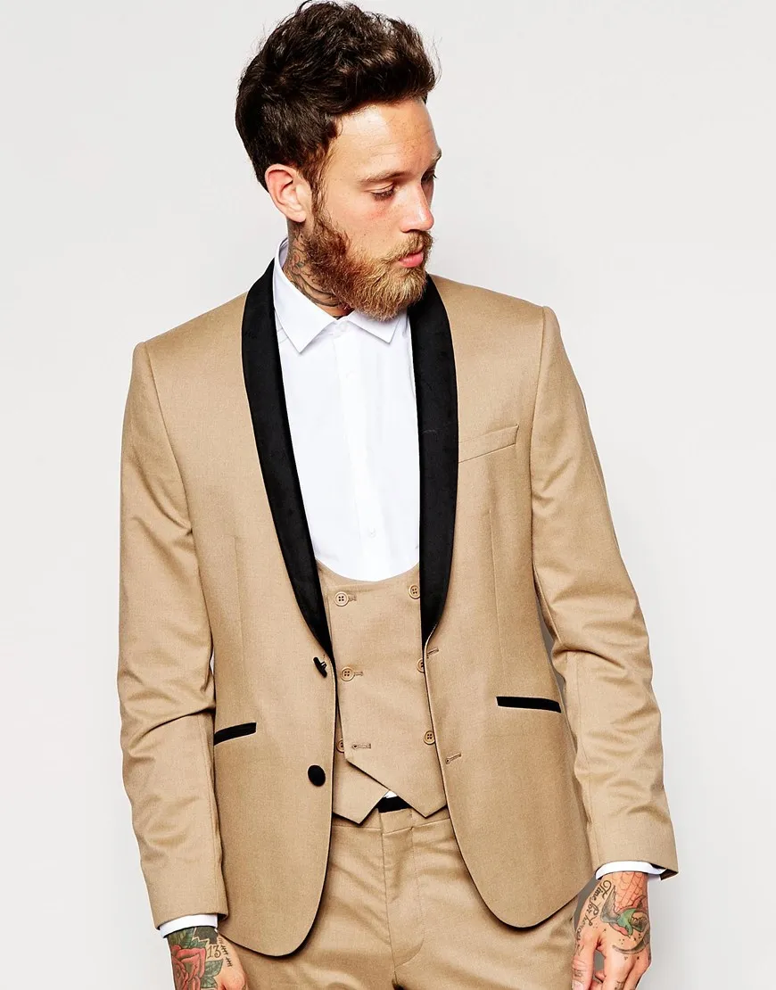 2017-font-b-Khaki-b-font-Tan-Groom-Tuxedos-Italian-Style-font-b-Black-b-font