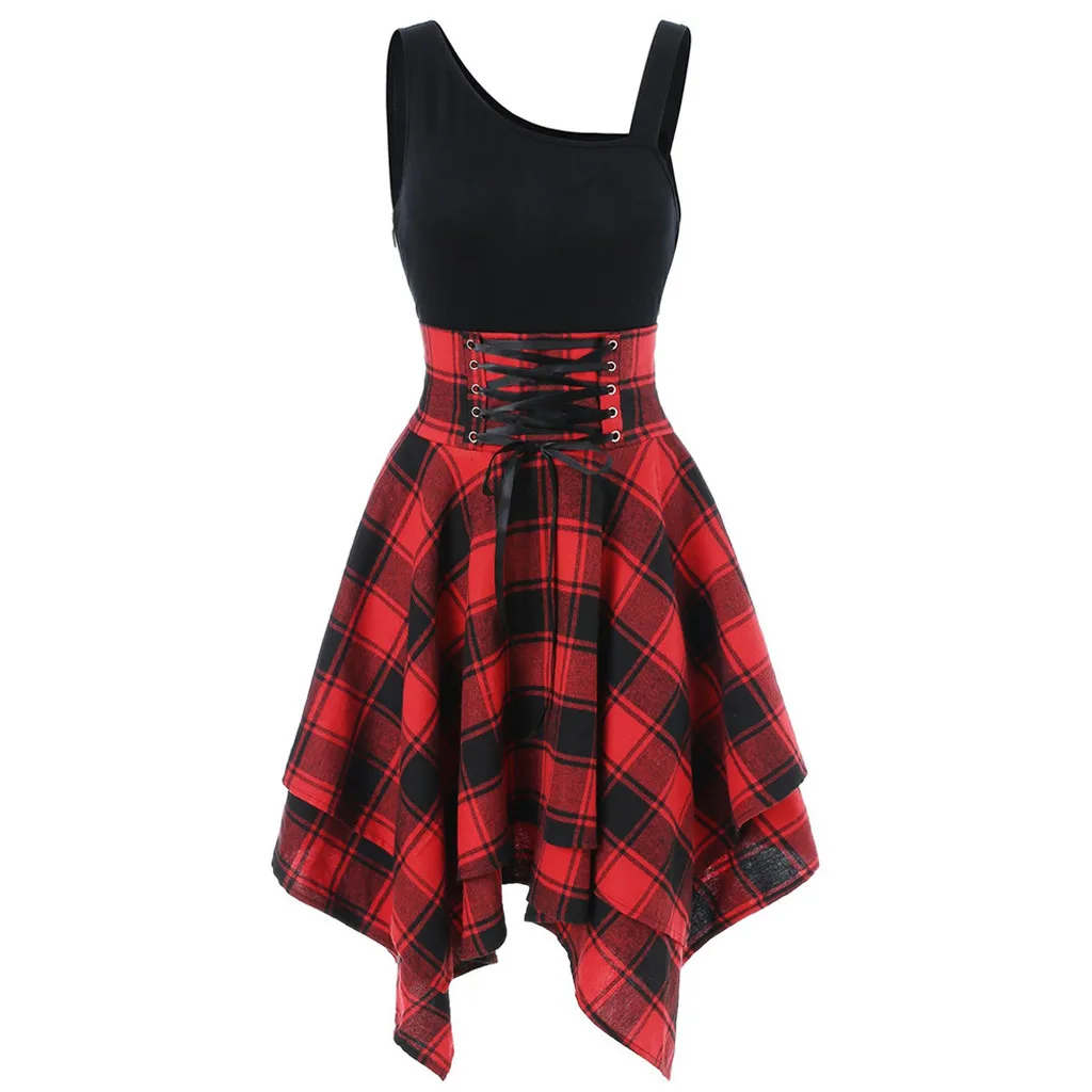 

Women Sexy Plaid Dress Summer Sexy Cold Shoulder Cross Irregular Dress Women Evening Robe Femme Zomerjurk Dames 2019 Vestidos