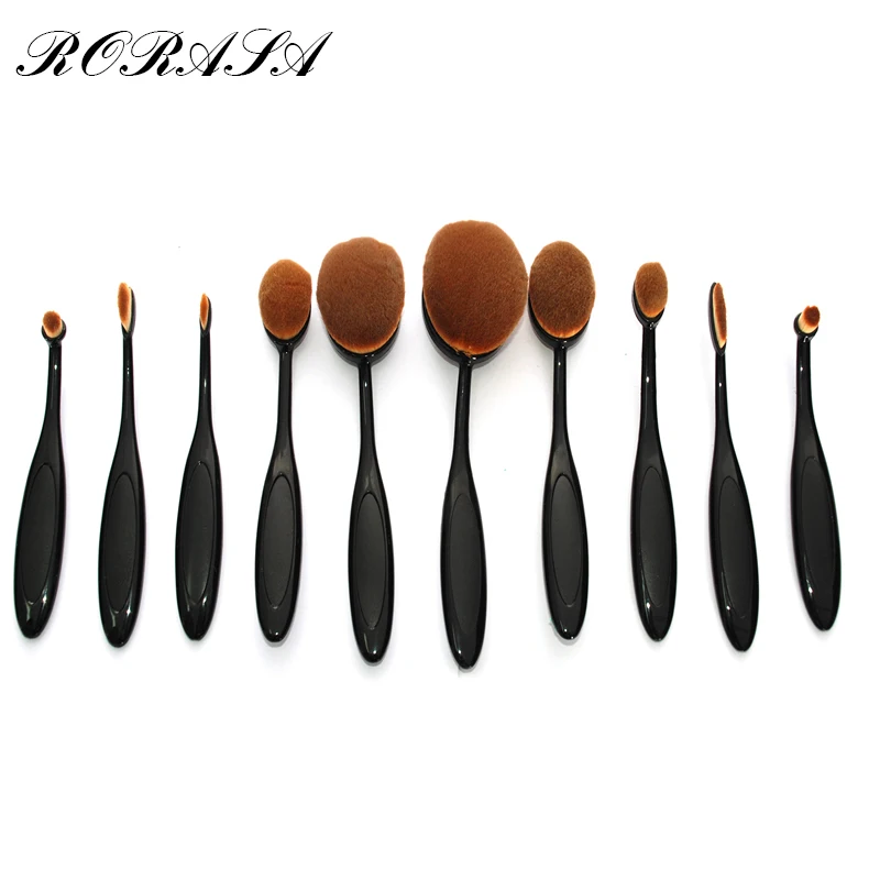

10pcs/set with Box Makeup Brush Foundation Cream  Powder Brush Toothbrush Shape Oval Brush Adjustable Toothbrush Tools