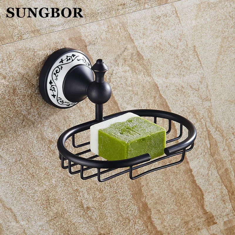 Brass soap holder rack black, Copper bathroom soap net soap dish