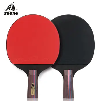 

FDBRO 2pcs/lot Table Tennis Bat Racket Long Short Handle Ping Pong Paddle Racket Set With Bag 3 Balls Double Face Pimples In