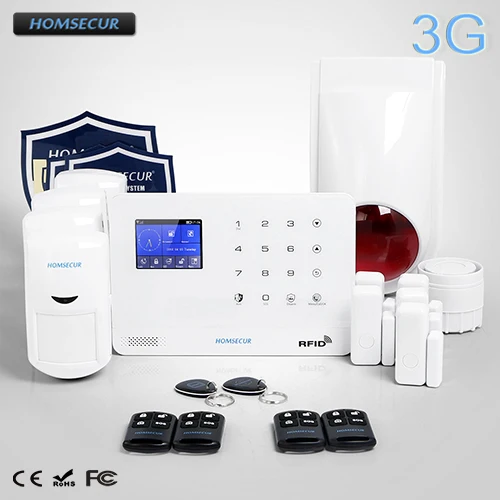 

HOMSECUR Wireless LCD 3G/GSM WIFI Burglar Intruder Alarm System+Red Flash Siren LA02-3G
