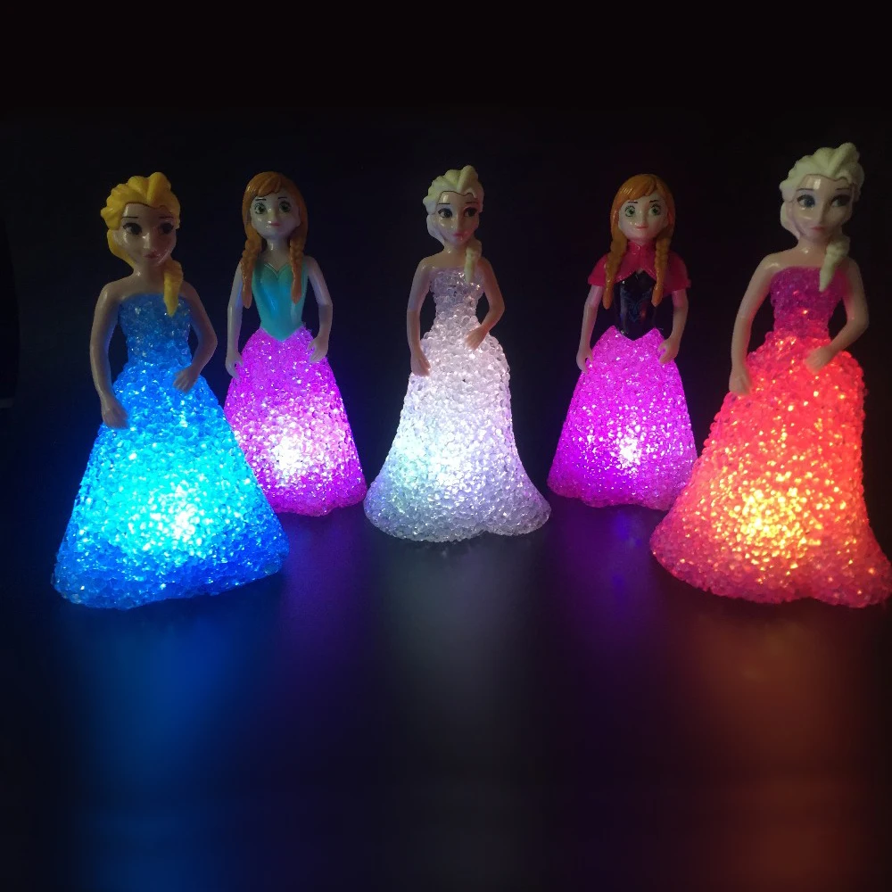 Cute Warm Cartoon Crystal Led Night Light Girls Gifts Elsa/Anna Toys