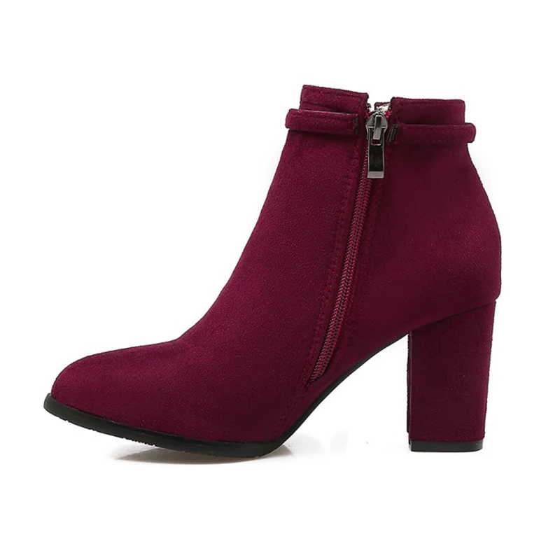 RizaBina/размер 33-43, женские ботинки на высоком каблуке женские ботинки на толстом каблуке с застежкой-молнией и пряжкой теплая обувь женские ботильоны, женская обувь