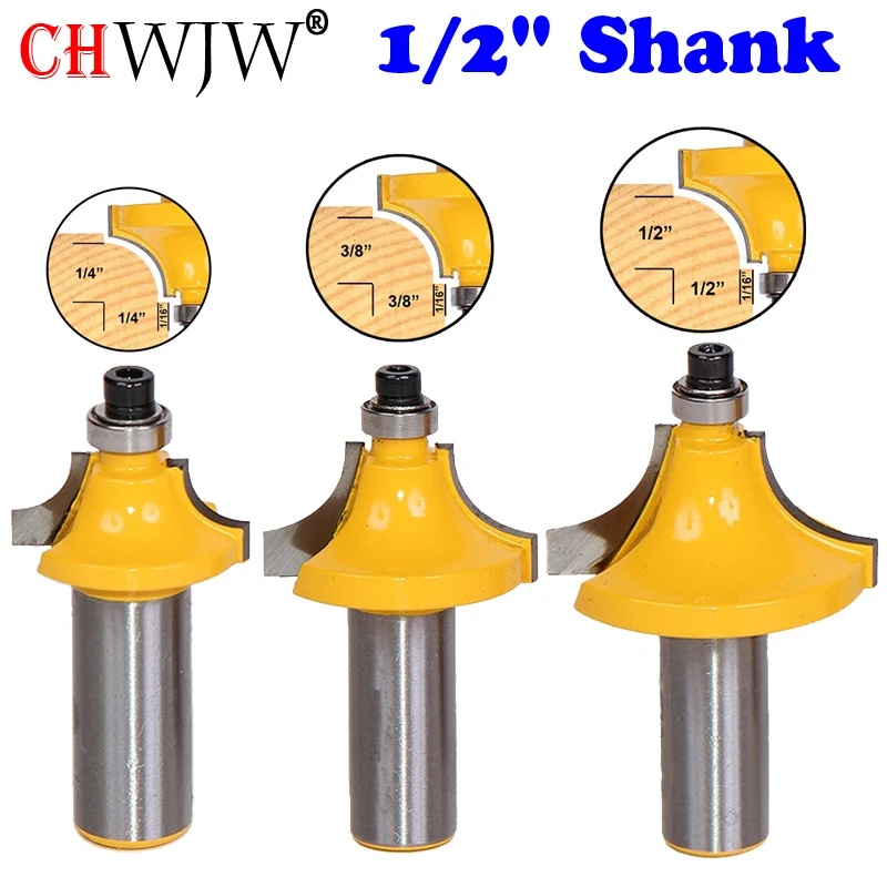 

1 PC 1/2" Shank Round over and Beading Edging Router Bit Set C3 Carbide Tipped Tenon Cutter for Woodworking Tools-Chwjw 13621