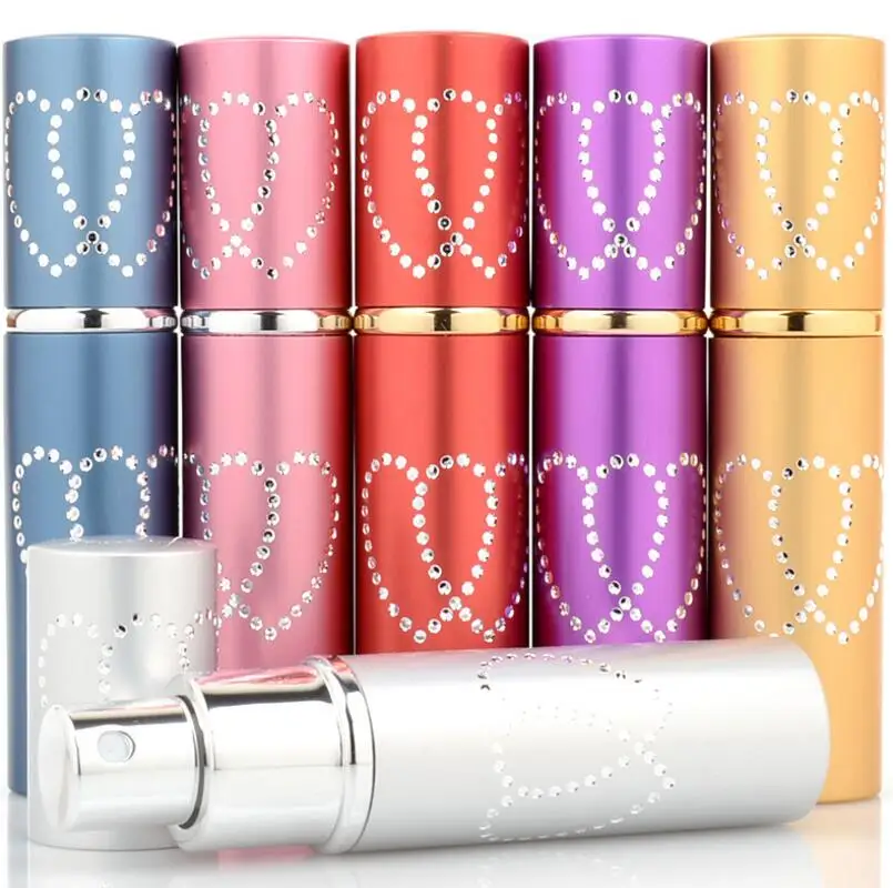 

10ml Double Love Heart Pattern Refillable Aluminum Perfume Bottle Empty Spray Atomizer Container LX1295