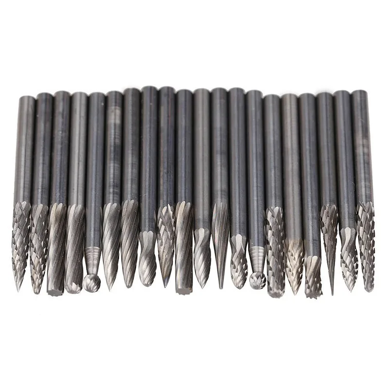 

20 x Tungsten Steel Solid Carbide Burrs For Rotary Drill Die Grinder Carving