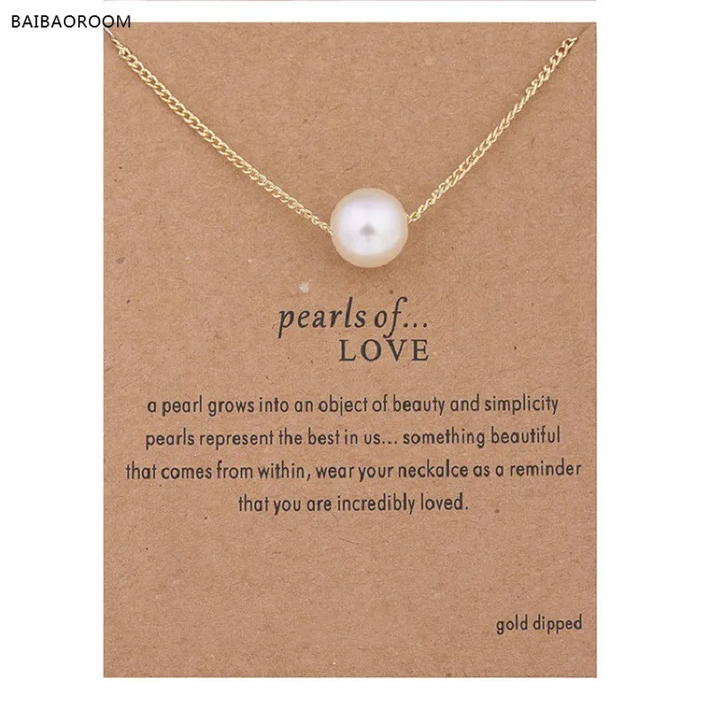 

Hot sale imitation pearl of love gold-color Pendant Necklaces Clavicle Chains necklace Fashion Chain Necklace Women Jewelry