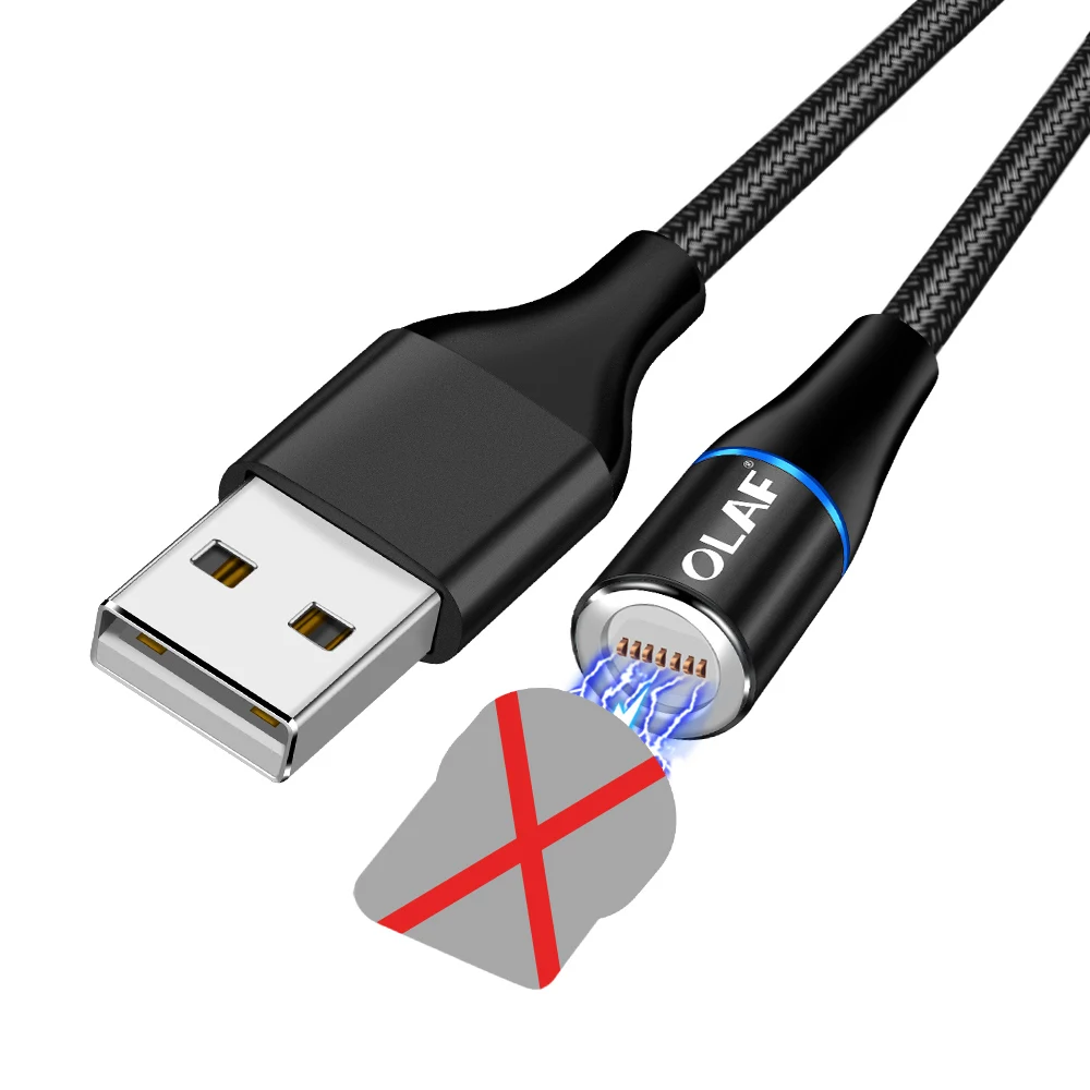 Магнитный usb-кабель Олаф 1 м/2 м, кабели для мобильных телефонов, круглые кабели для быстрой зарядки для iPhone, usb type-C, Micro, Android, usb, магнитные Кабельные шнуры - Цвет: No Magnetic adapter