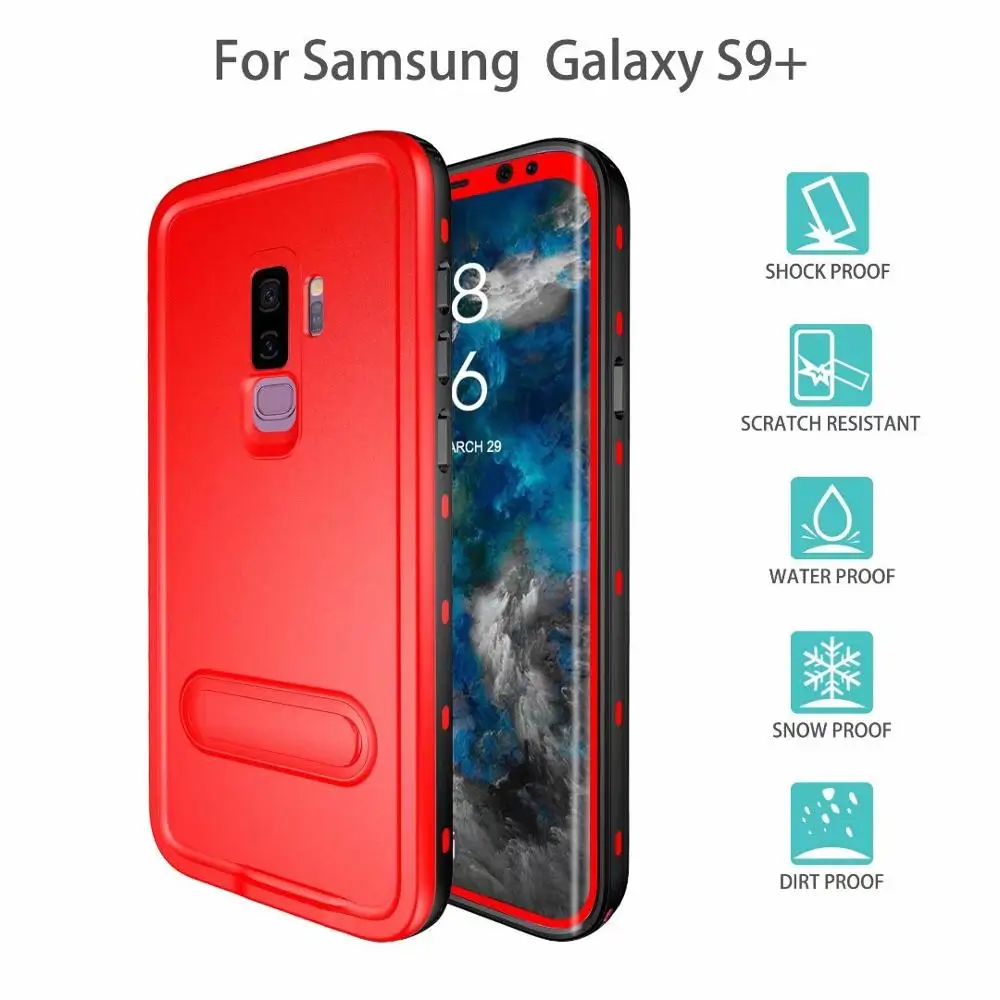 30 шт./партия для samsung Galaxy S9/S9 Plus/S8/S8 Plus подводный чехол Redpepper IP68 Водонепроницаемый чехол Чехол из термопластика с подставкой - Цвет: Red