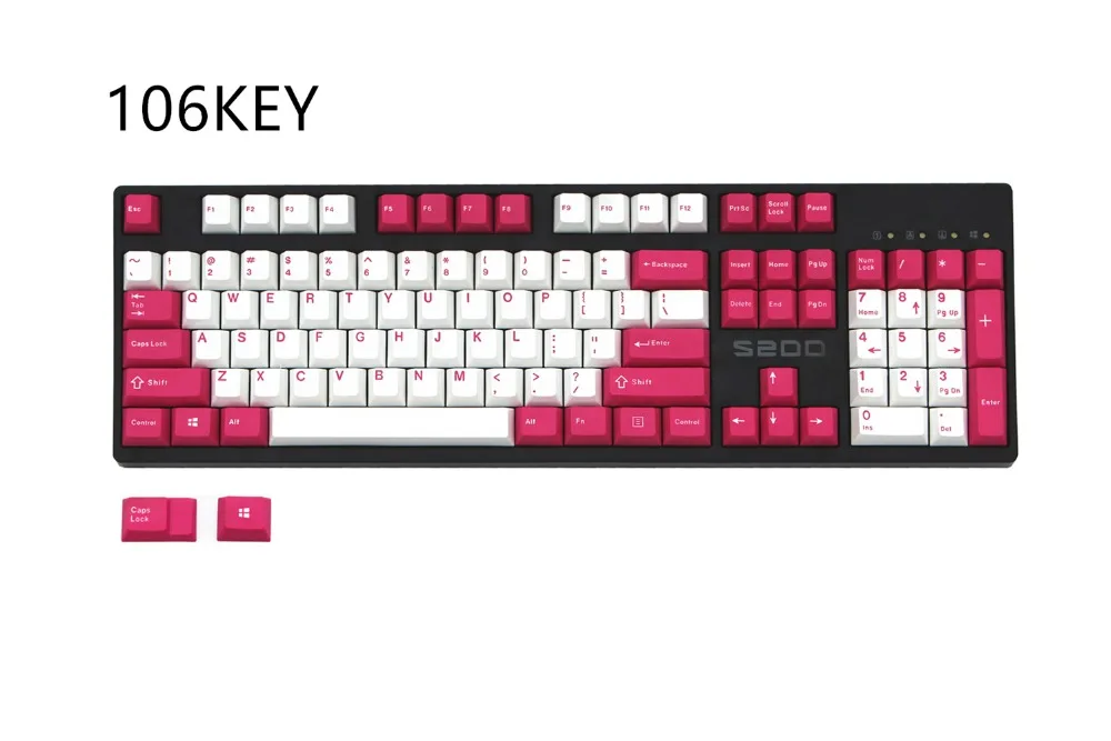 Двойная съемка розовый/белый pbt механическая клавиатура keycap 87/106 клавиш ANSI макет Cherry filco Ducky keycap только брелков