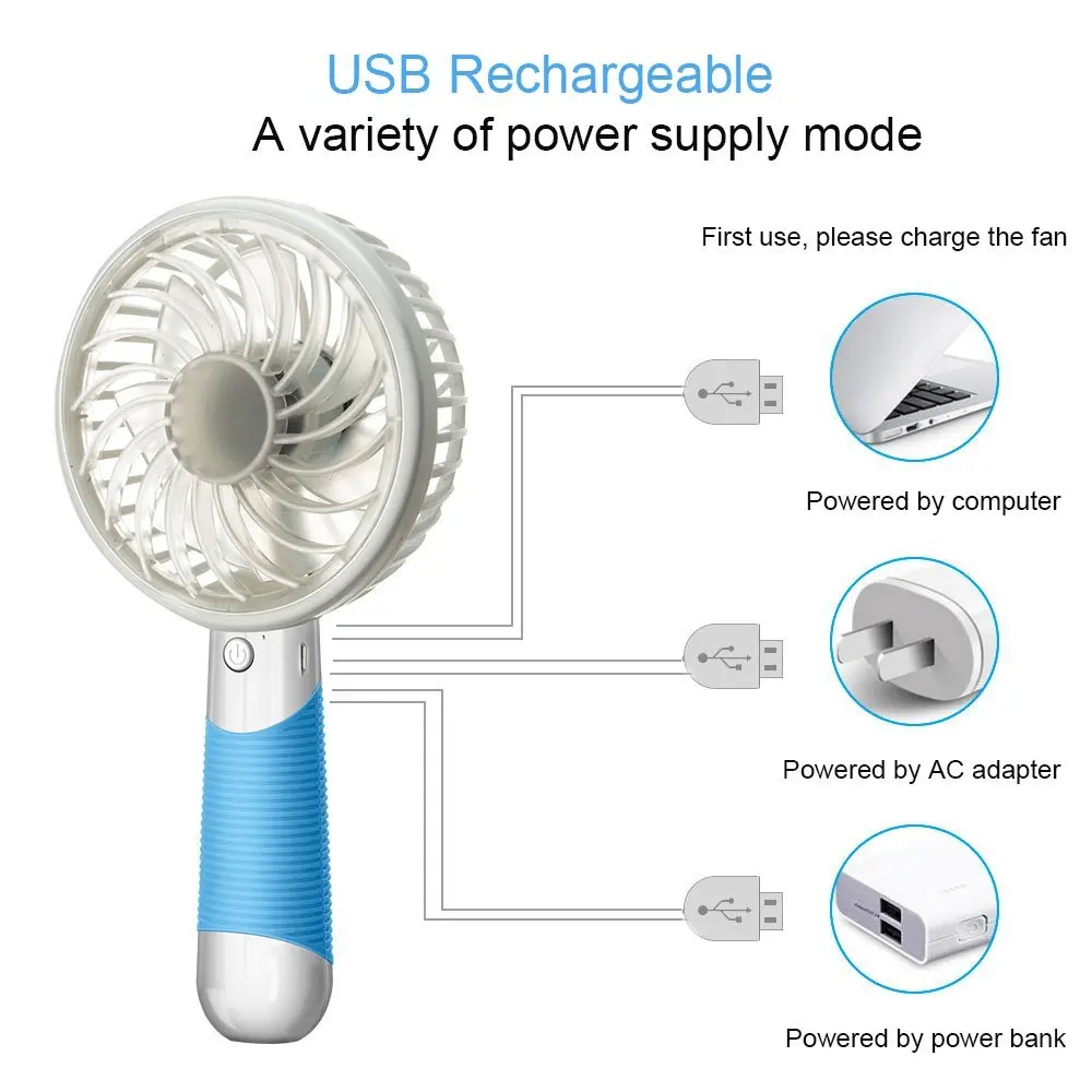 Мини Портативный ручной вентилятор Перезаряжаемые охлаждающий вентилятор USB рабочего стола вентилятор работает на 18650 li Батарея для Офис открытый
