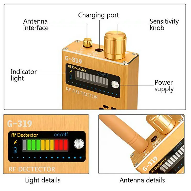 Anti-spy Wireless RF Signal Detector Set Upgrade Enhanced Bug GPS Camera Signal Detector for Detecting Hidden Camera GPS Tracker