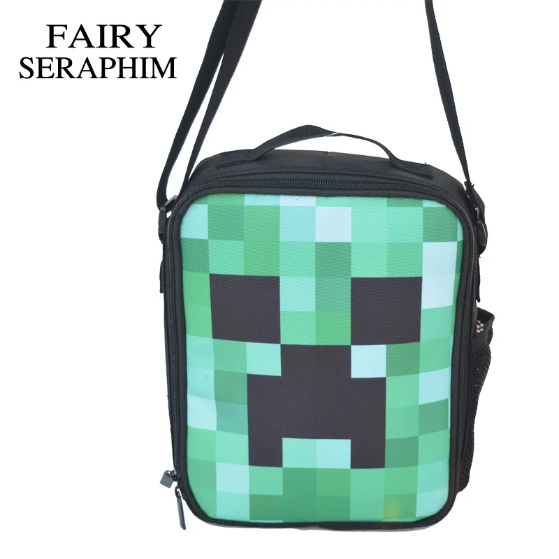 

FAIRY SERAPHIM Hight quality cartoon minecraft messenger lunch bag for teenagers anime cross body handbag minecraft lunch box