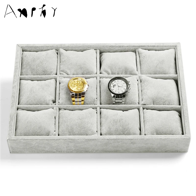 12 pillows tray velvet case for watches display sale showcase jewelry