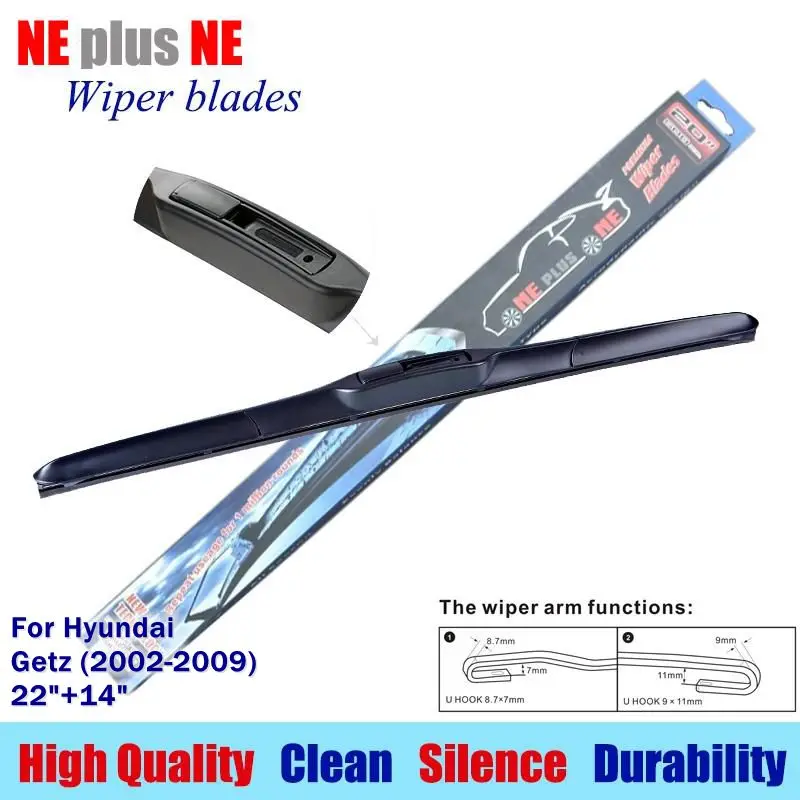 Wiper blades for Hyundai Getz (2002 2009) 22"+14" Rubber fit standard J