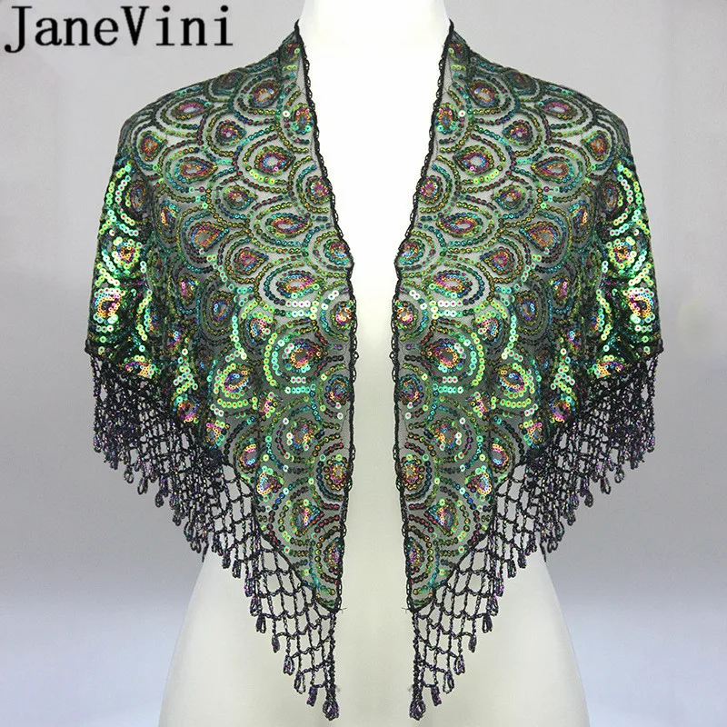 

JaneVini 2019 Women Bolero Bridal Sequined Shrug Jackets Summer Green Beaded Wedding Cape Shoulder Wraps Coat Stoles Bolero Boda
