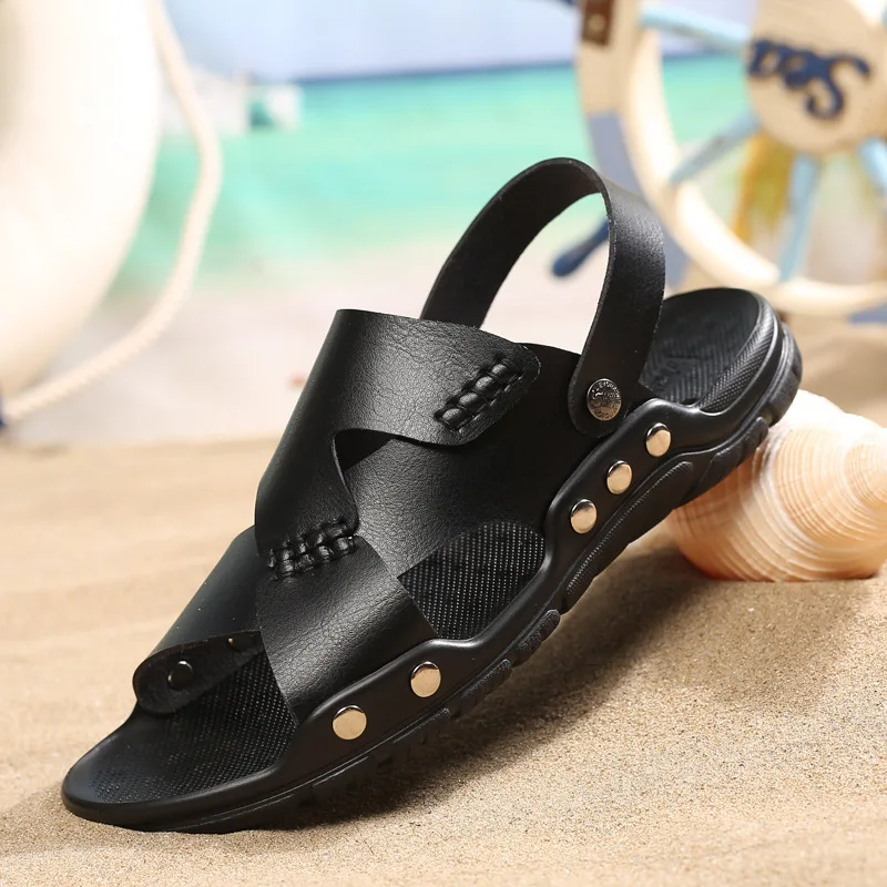 Лето 2019 г. Творческий тенденция моды большой размеры хит сезона для мужчин пляжные обувь легкая дышащая освежающий скольжения