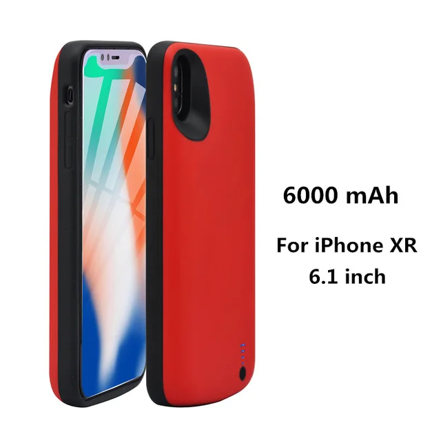 Чехол s для iPhone XR, внешний аккумулятор, зарядное устройство, чехол s, 6000 мА/ч, внешний аккумулятор, с зажимом, чехол для зарядки аккумулятора, чехол - Цвет: Красный