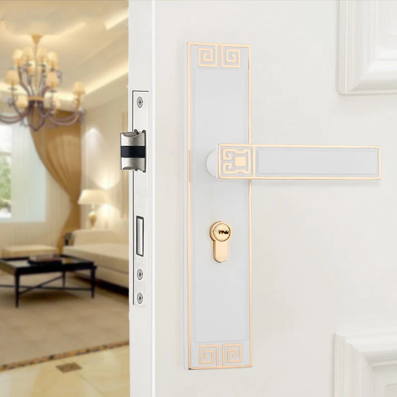  High Quality Indoor Bedroom Split Door Lock Modern Retro Cyan Handle Mechanical Lock with 3 Key Kit - 33010957425