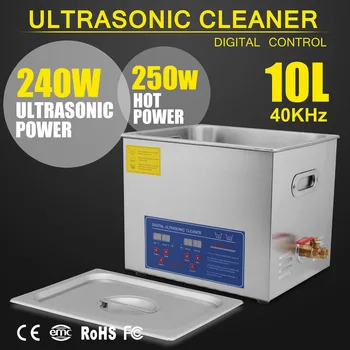 

Digital 10L 250W Ultrasonic Cleaner Heater Timer Bath Sonic with Transducer Injector Industrial Parts Lab Medical Tools