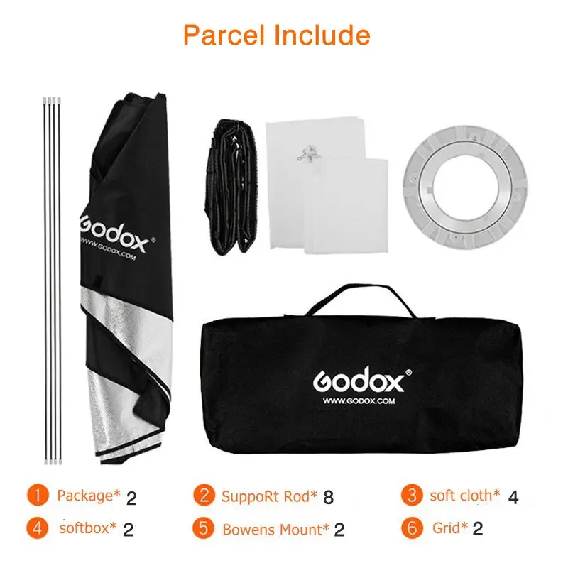 Godox 2 шт. 14 &quotx 63&quot 35x160 см софтбокс боуенс Монтажная лента пчеловодная сотовая