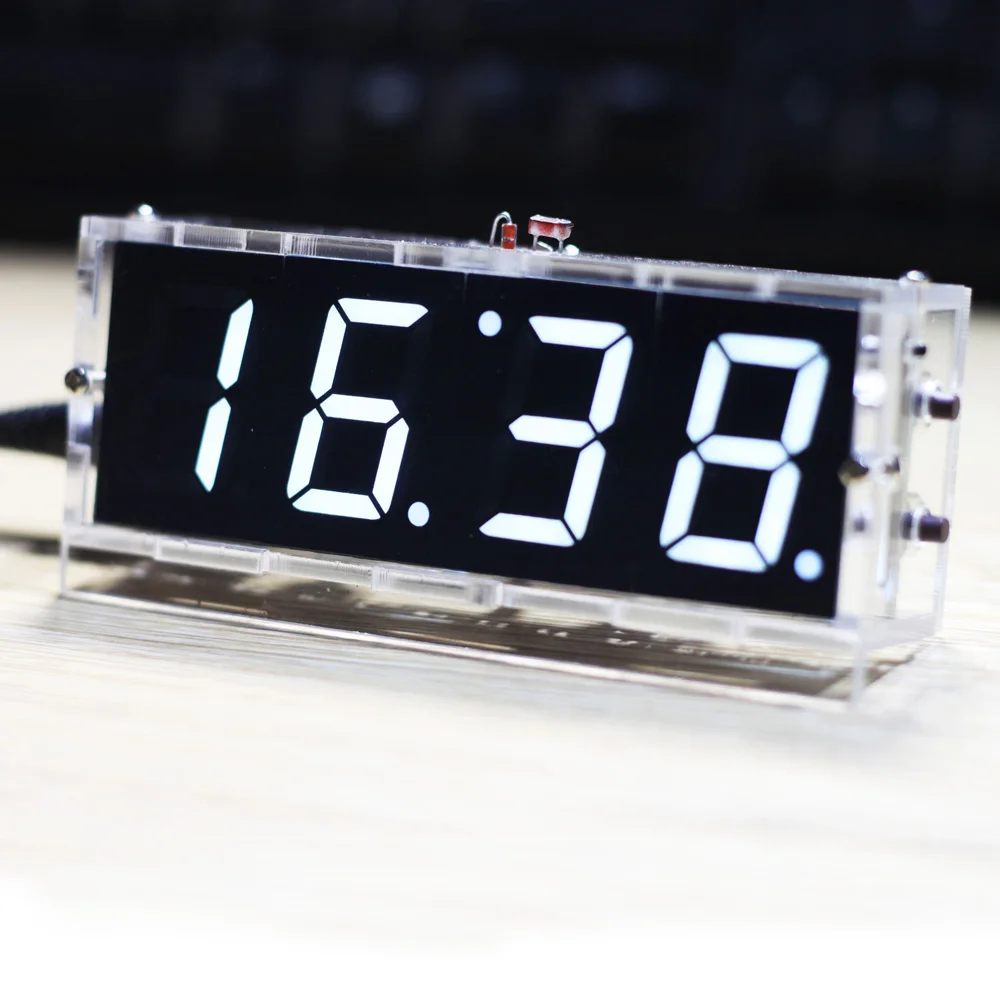 Стильные цифровые часы DIY Kit компактный 4-цифра DIY светодиодный часы аксессуары светильник Управление Температура даты и времени Дисплей с Чехол