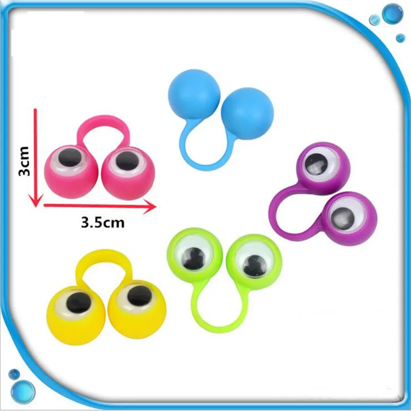Новинка, 5 шт./лот, пластиковые кольца-куклы с глазками, бегающие глазки, сувениры для детей, разные цвета, Подарочные игрушки, наполнители, день рождения и вечерние