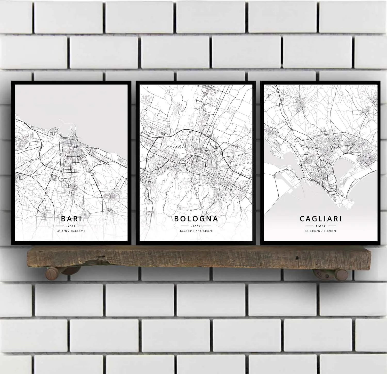 

Bari Cagliari Catania Florence Genoa Lecce Milan Naples Padua Palermo Rimini Rome Taranto Turin Venice Verona Italy Map Poster