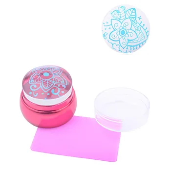 

New Red Bottle Shape Matte Metal Nail Art Stamper Scraper with Cap Silicone Jelly 4cm Nail Stamp Stamping Tools JW008