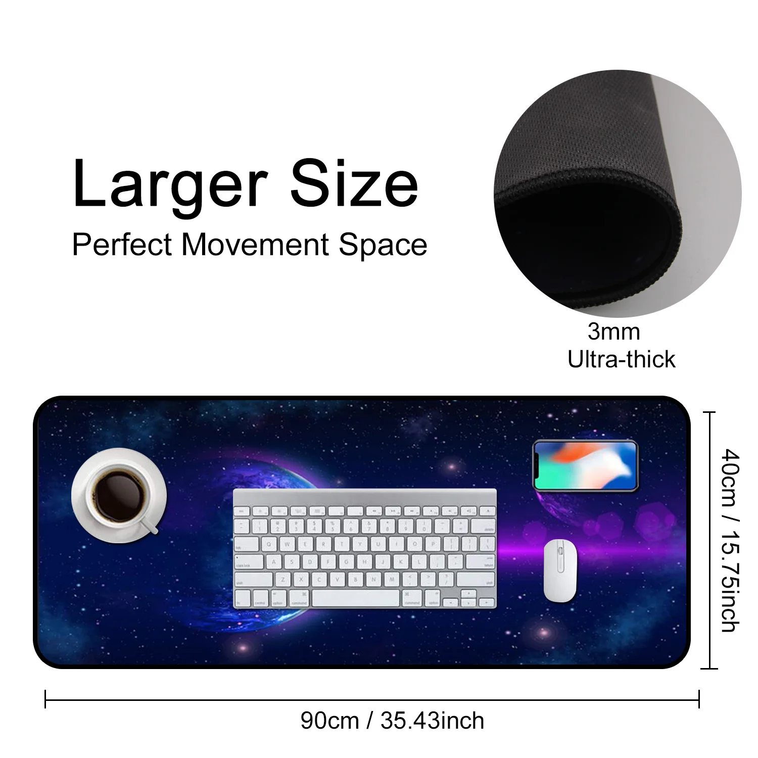  Besegad 40 x 90cm Large Size Star Non-Slip Rubber Gaming Mousepad Mouse Pad Non-Slip Laptop Compute