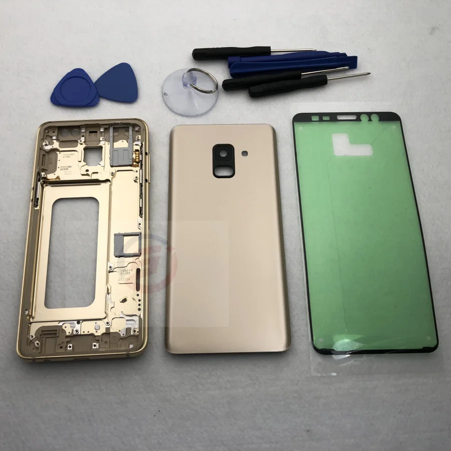A8 + полный корпус задняя крышка стеклянный экран объектив средняя рамка для Samsung