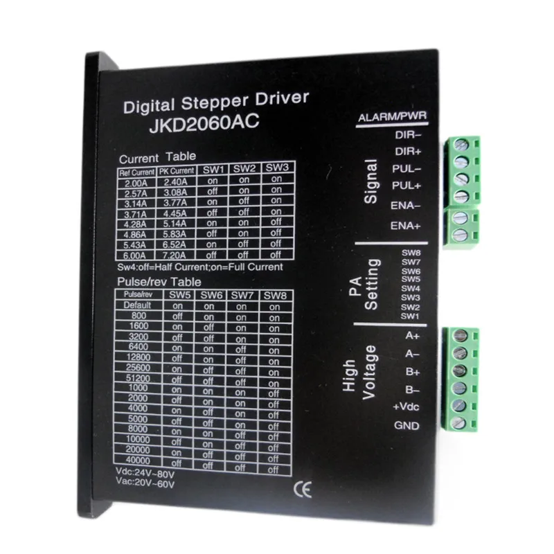 

1pc New Durable JKD2060AC Two Phase Stepper Motor Driver Digital Stepper Driver 2.0A-6.0A DC 24-80V