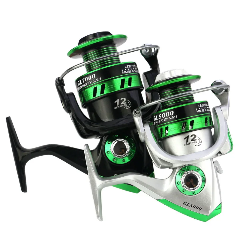 

GT1000-7000 Fishing Reel 12 Ball Bearings 5.5:1 Speed Radio Spinning Raft Wheel Fishing Tackle Wheel Pesca