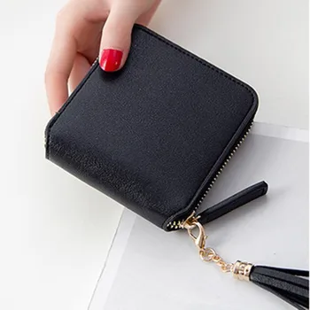 

Women's Purse Card Holder Women Wallet Tassel Zipper Small Wallet Zipper mini Coin Purse Female Bag