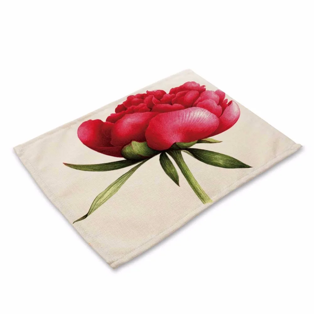 Fashion Flower Rose Pattern Table Mat Kitchen Decoration Table Napkin For Wedding Table Mat Placemat Dining Accessories