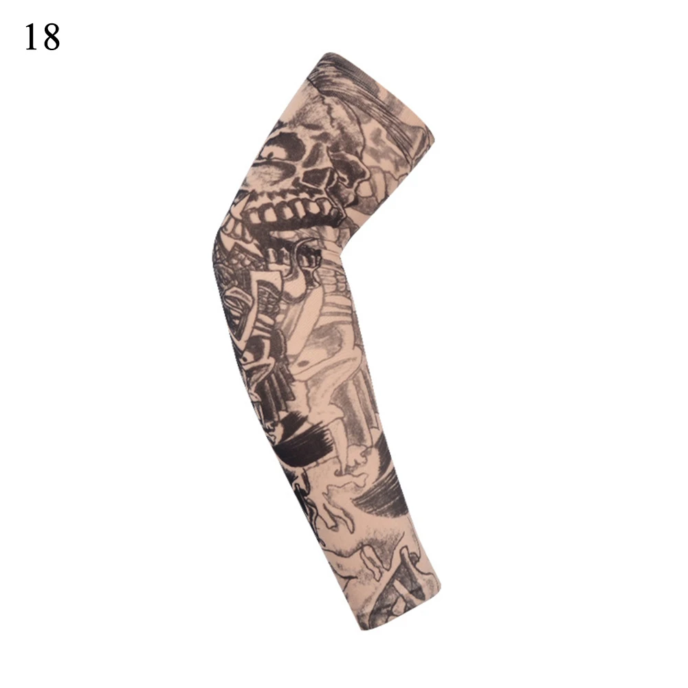 1PC Outdoor Arm Warmer Cycling Sleeves 3D Tattoo Printed Cartoon Arm Warmer UV Protection Sleeves Punk Skull Hip Hop Street - Цвет: 18