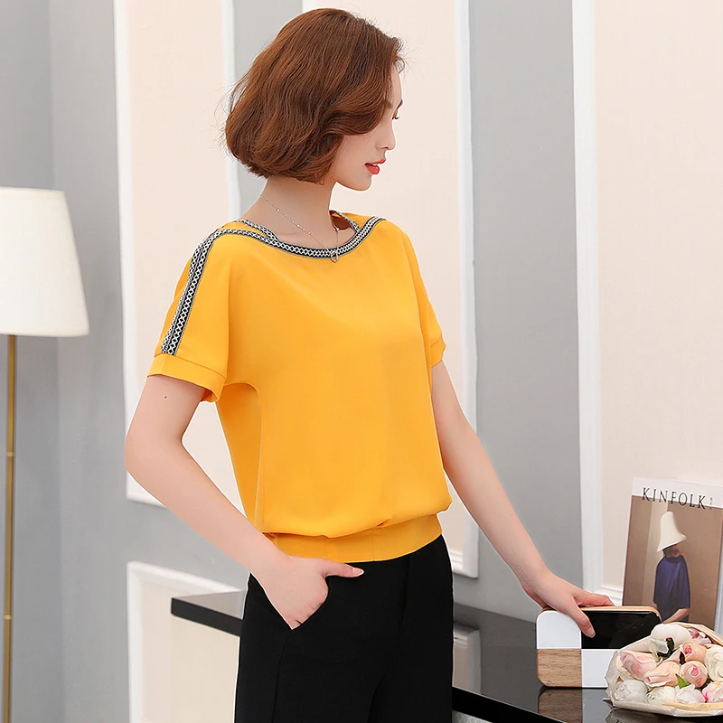 Fashion women blouse shirt 2018 causal plus size short sleeve women tops chiffon blouse women shirt blusas femininas 0370 30