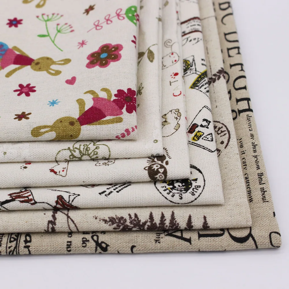 Buy Printed Linen Cotton Fabric For Patchwork Fabrics