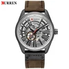 New CURREN Watch Men Skeleton Tourbillon Mechanical Watches Male Leather Automatic Self-wind Sports Clock Relogio Masculino 3